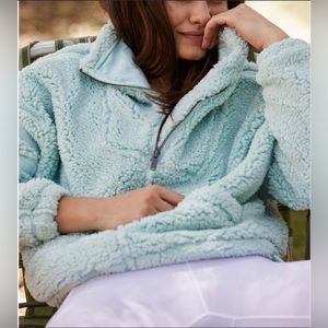 NWT Free People Movement Nantucket Fleece Iced Aqua Size Large